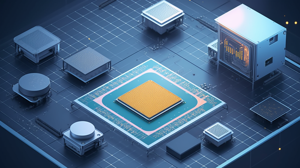 綠色科技融合 半導體芯片工廠插畫中的太陽能元素設計